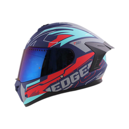 Edge Casco Integral para Moto con Doble Visor Antivaho, Certificado DOT - XL - T68 Azul - Gris