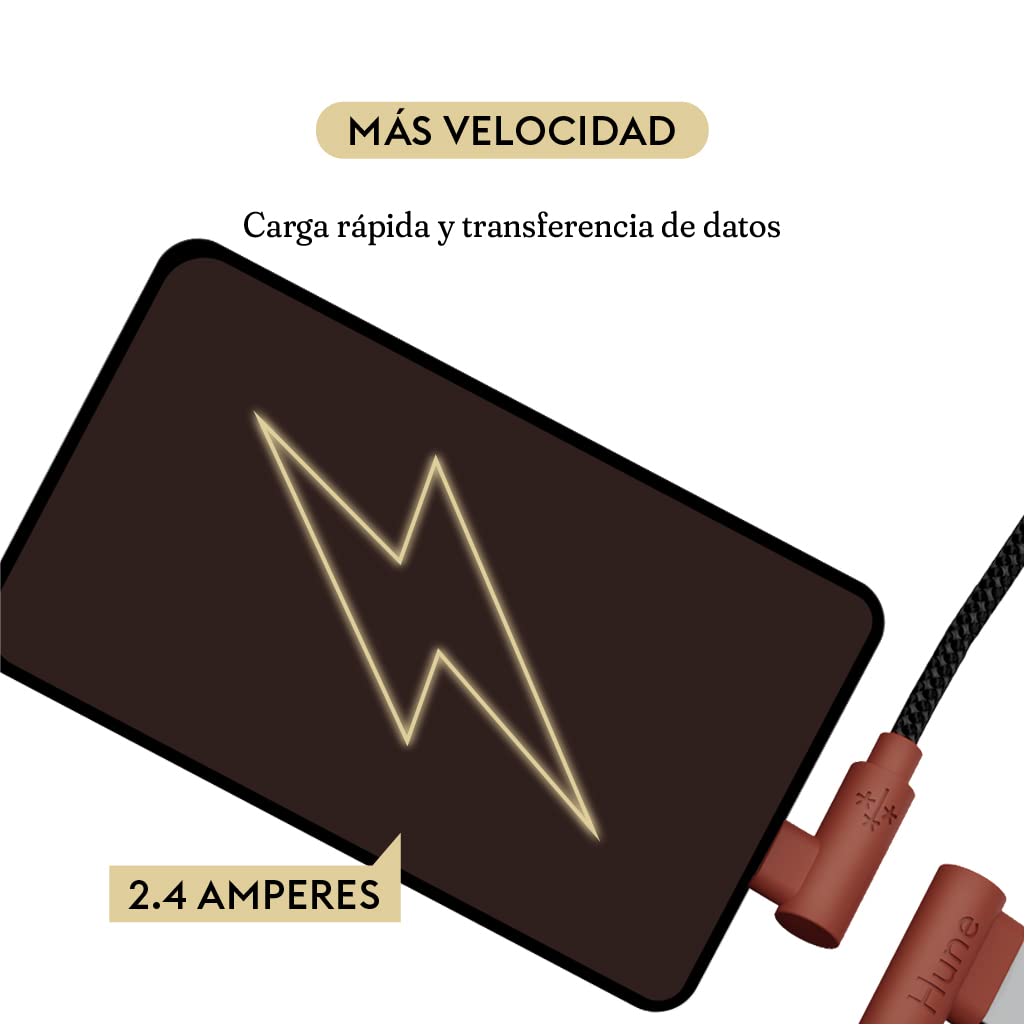 Cable Lightning Hune Sustentable 90° Compatible Con iPhone (Corteza)
