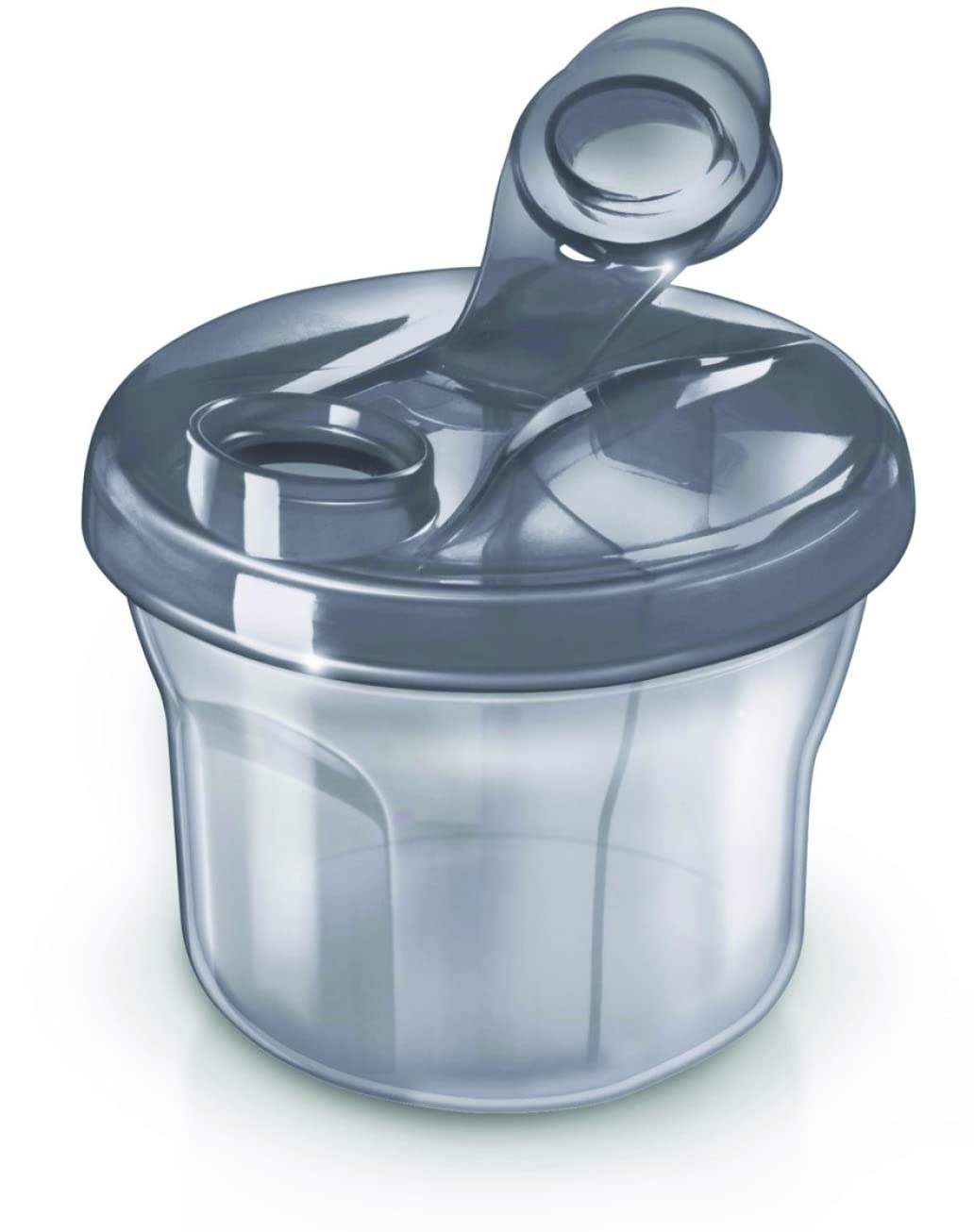 Philips AVENT Powder Formula Dispenser and Snack Cup, Grey | Diseño de 3 compartimentos, tapa giratoria, apta para viajes, sin BPA, apto para lavaplatos, apto para microondas, SCF135/18