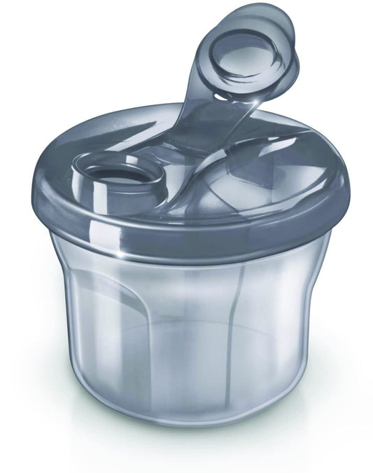 Philips AVENT Powder Formula Dispenser and Snack Cup, Grey | Diseño de 3 compartimentos, tapa giratoria, apta para viajes, sin BPA, apto para lavaplatos, apto para microondas, SCF135/18