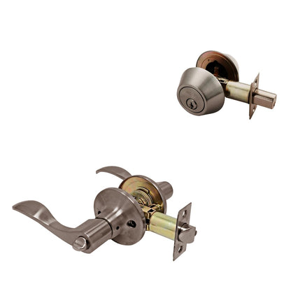 Phillips Combo Cerrojo/Manija Nogal Alta Seguridad LLave-Mariposa Plata