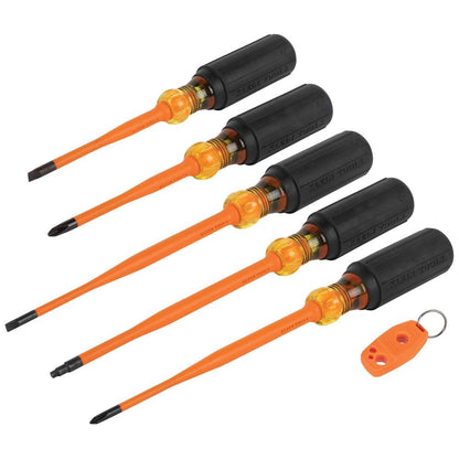 Klein Tools 33736INS - Juego de destornilladores aislados, fabricado en Estados Unidos, destornillador de punta delgada de 1000 V con Phillips, gabinete y puntas cuadradas y un magnetizador, 6 piezas