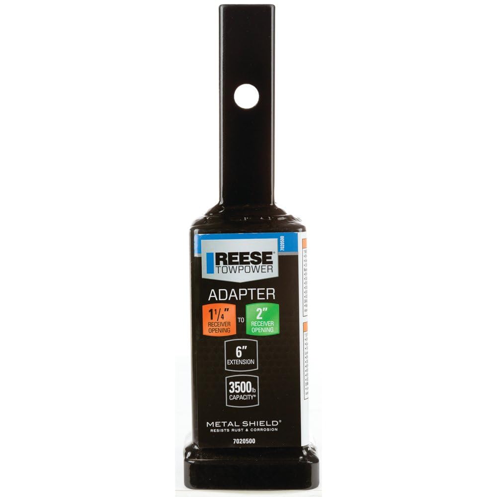 Reese Towpower Adaptador de Receptor de Enganche 7020500, Convierte 1-1/4 in a 2 in, 3.5 Libras