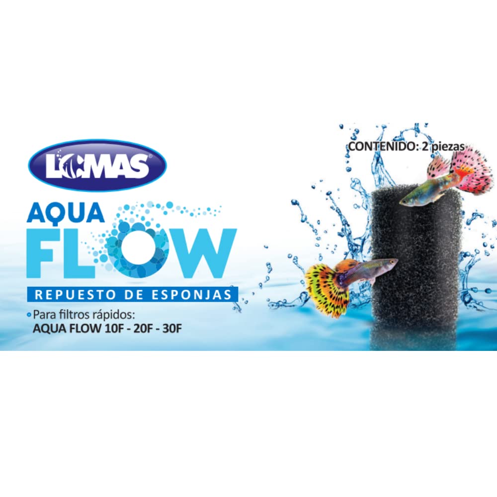 Lomas Sifón con Bomba para Limpiar Peceras + Repuesto Esponja para Filtro Rápido Aqua-Flow, 2 Piezas
