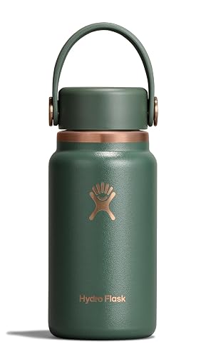 Hydro Flask - Micro Hydro 200 ml (6.4 oz) - Mini frasco aislado a prueba de fugas, con correa de clip, frío y caliente hasta 7 horas - Compacto y duradero - Verde bosque