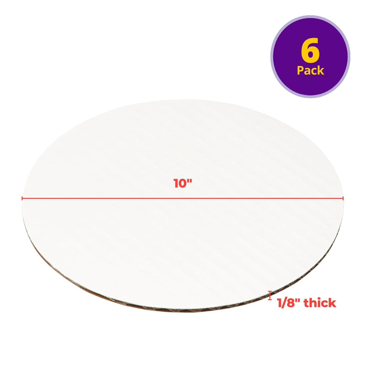 DecoPac Tabla Redonda Encerada para Tartas 25,4 cm | Blanco, paquete de 6, 0,3 cm de grosor, resistente a la grasa, cartón corrugado