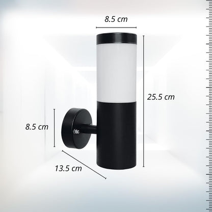 Luminaria de Pared Artlite Cilindrica, Acero Inoxidable Resistente a uso en Exterior, Base E26/E27, Negro Mate