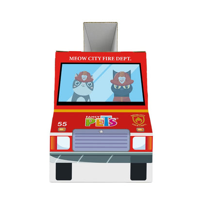 Fancy Pets Rascador para Gato con Diseño de Camión de Bomberos 2 Entradas, Estimula el Juego y el Instinto de Caza Incluye Catnip 58x34.5x43 cm