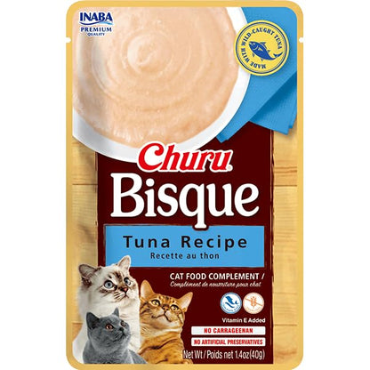 Churu Inaba Bisque, Premios Tipo Sopa para Gato, Sabor Atún, Textura Cremosa, 6 Sobres de 40g