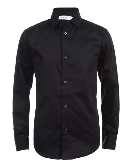 Calvin Klein camisa de vestir de manga larga para niño - 8 - Negro -