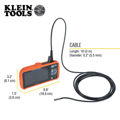 Klein Tools ET17 - utilitario con Serpiente de Cuello de Cisne Impermeable de 5,5 mm, 9,8 pies, LED, visualización LCD de 4,3 Pulgadas, Accesorios, cámara de inspección de endoscopio