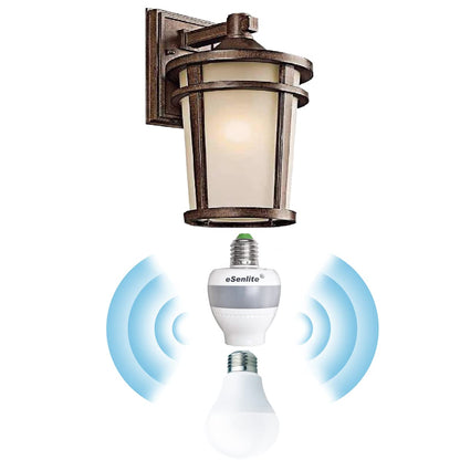 esenlite Radar Sensor de movimiento activado Retrofit LED, luz Sockets COMPATIBLES CFL foco incandescente Lámpara de luz Fixture interior mesa planta decoración para exteriores Base Fija Dusk to Dawn Dimmable Camino