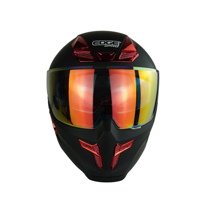 Casco Edge Integral Vortex Dot/ECE Negro Solido Mate Visor/Spoiler Rojo M