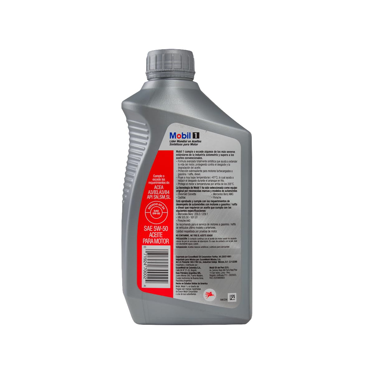 Lubricante Aceite Mobil 1 (Sintetico) 5W50 1L 946Ml Sintetico 5W50 Litro Mobil 5W50