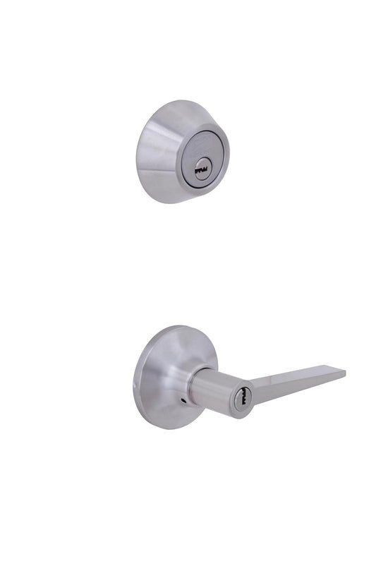 Phillips Combo Cerrojo/Manija Fresno Alta Seguridad Para Entrada LLave-Llave Plata