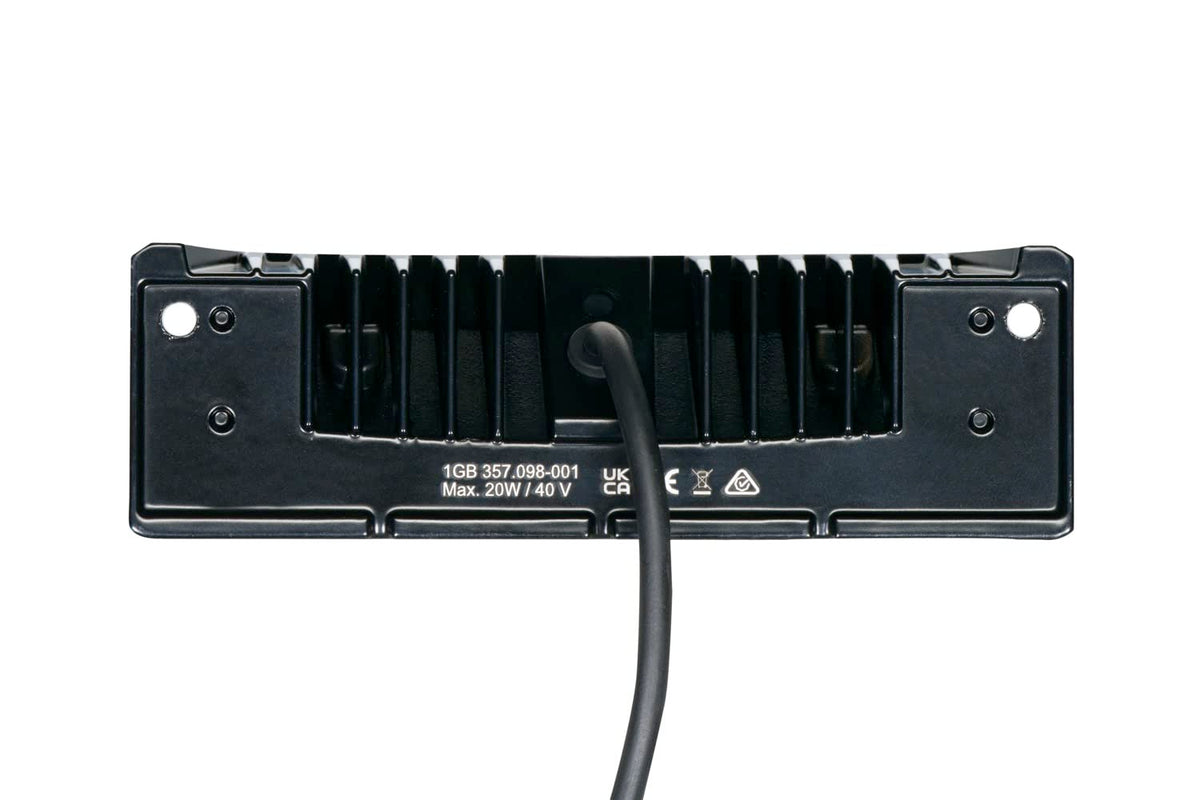 Hella 357098001 ValueFit SM2000 Luz de Escena Exterior de 12 V/24 V, Carcasa de Aluminio Negro con Recubrimiento en Polvo, Resistente al Agua y al Polvo IP6K7 para caravanas, campistas, autocaravanas