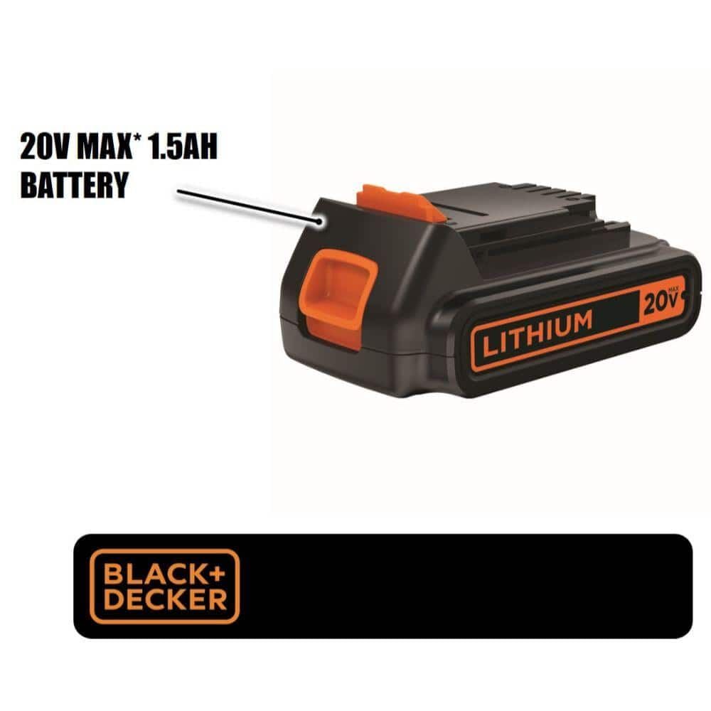 Batería Black+Decker de 20 V MAX, batería de Iones de Litio de 1,5 Ah, Tiempo de Funcionamiento extendido, Compatible con Herramientas, Equipos para Exteriores y aspiradoras de 20 V (LBXR20)