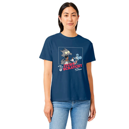 The Simpsons Itchy y Scratchy Playera Casual para Mujer Fit Regular