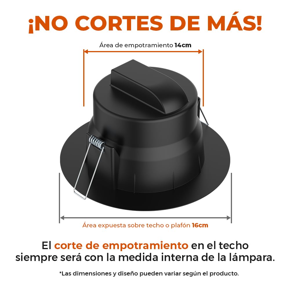 Tecnolite - Lámpara Empotrable de Techo Downlight LED 10 W, Luz de Día, No atenuable, Multivoltaje
