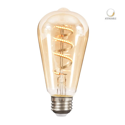 Tecnolite Foco LED Vintage, Base E27, Luz Cálida 2 700 k, Atenuable, 4.5 W, Color Cristal Ámbar, Tecnolite