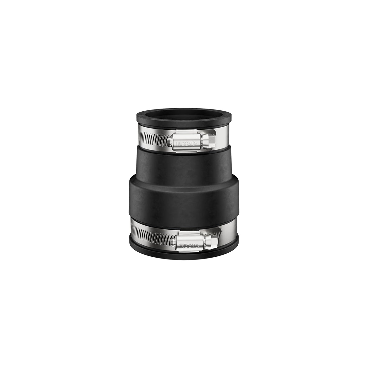 Fernco P1056-150/125 - Acoplamiento flexible de tubería de PVC de hierro fundido, conexiones de plomería de plástico o acero, 1-1/2" x 1-1/4", negro