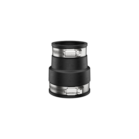 Fernco P1056-150/125 - Acoplamiento flexible de tubería de PVC de hierro fundido, conexiones de plomería de plástico o acero, 1-1/2" x 1-1/4", negro