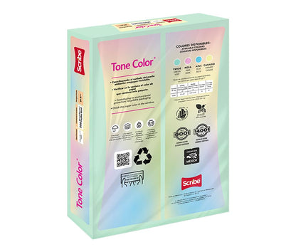 Scribe, Tone Color ®, Papel Bond, Tamaño Carta, 75 g/m², Paquete 500 hojas, Color Verde