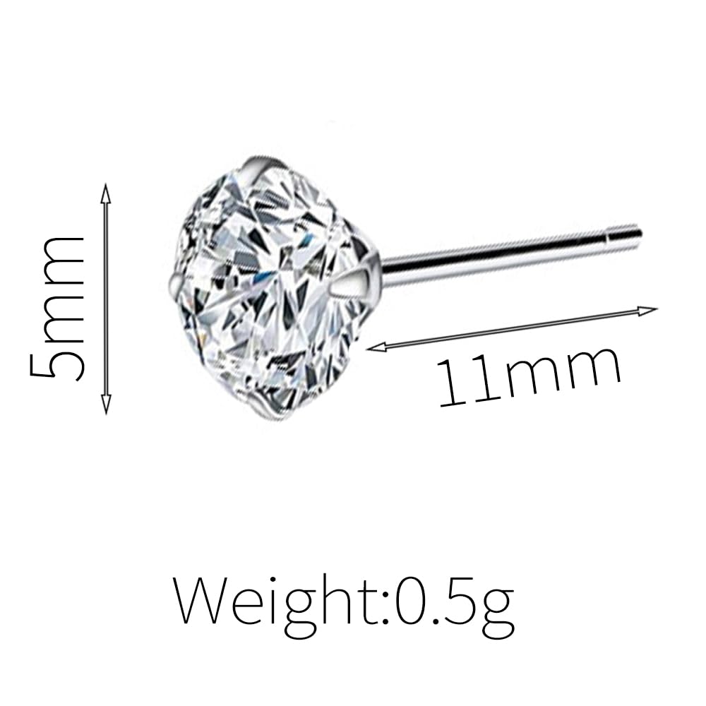 Xyphielle Aretes de zirconio mini de plata esterlina S925, incrustados con diamantes llenos, estilo minimalista coreano, zirconio de 5 mm