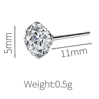 Xyphielle Aretes de zirconio mini de plata esterlina S925, incrustados con diamantes llenos, estilo minimalista coreano, zirconio de 5 mm