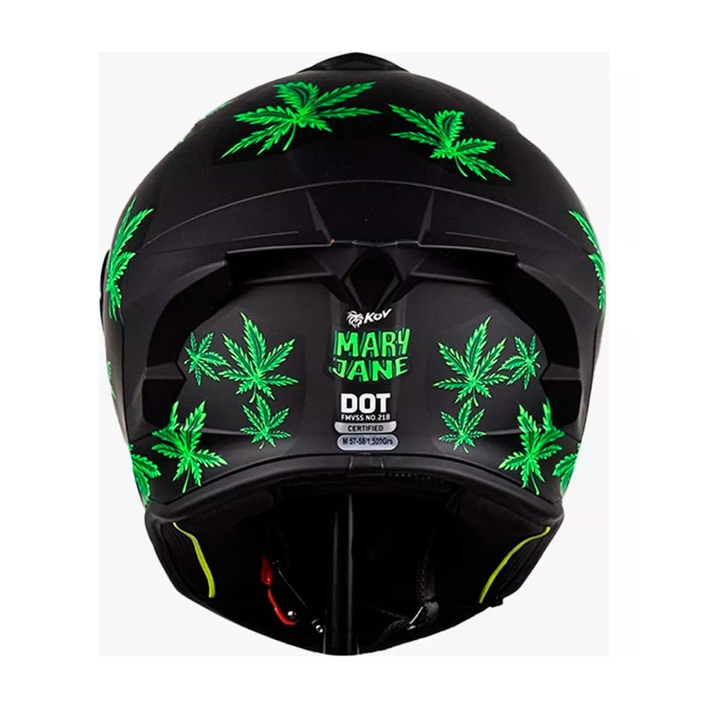 KOV Casco Buster Mary Jane Negro Mate Brilla EN LA Oscuridad para Moto Certificado Dot
