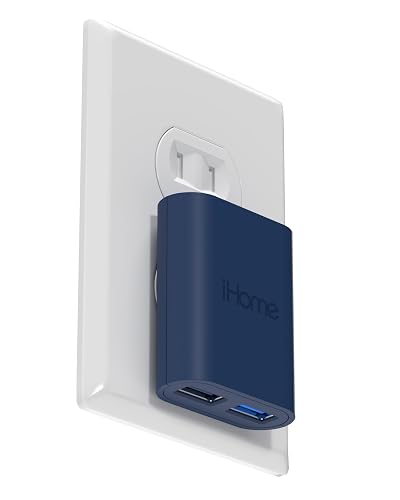 Cargador de Pared USB iHome de 2 Puertos: Cargador USB Multipuerto AC Pro, Adaptador de Enchufe USB y Bloque de Carga para Teléfono, Enchufe de Pared USB Doble