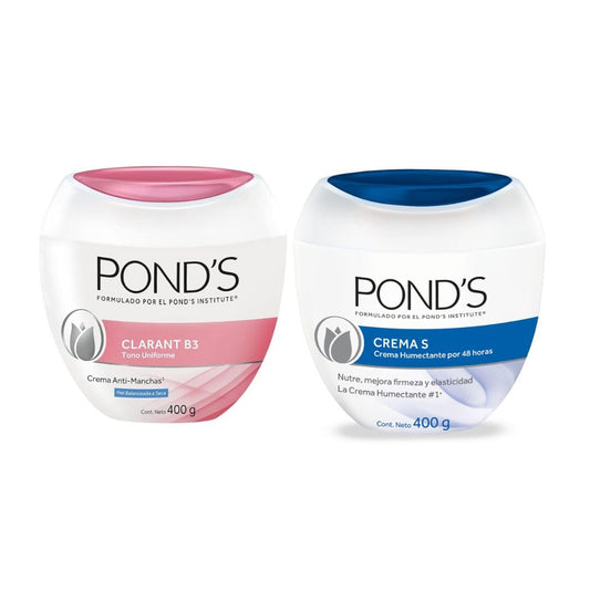 Pond's Crema Facial Anti-manchas Clarant B3 Piel a Seca 400 g + Crema S Humectante 400 g