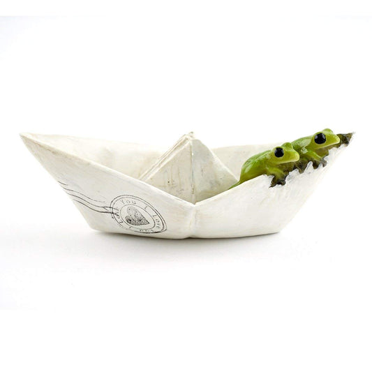 Parte Superior Collection - Estatua de Barco de Papel para jardín y terrario en Miniatura con Ranas de Amor