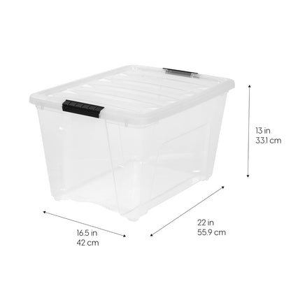 IRIS USA 6 Contenedores de 54 Qt con Tapa, Transparentes | Diseño transparente para ver el contenido fácilmente. Ideal para mudanzas, cobijas, ropa y garaje. Diseño anidable.