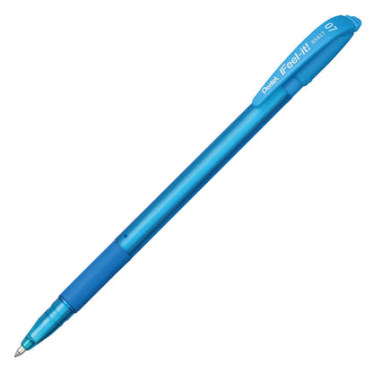 Bolígrafo Feel-It Pentel Cuerpo Delgado Tinta de Baja Viscosidad Color Azul Cielo Caja con 12 Piezas-BX427-S