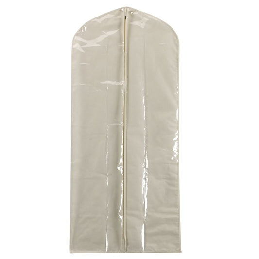 Household Essentials 311392 - Bolsa colgante para ropa, protector de vestido, lona de algodón natural con cubierta de vinilo transparente