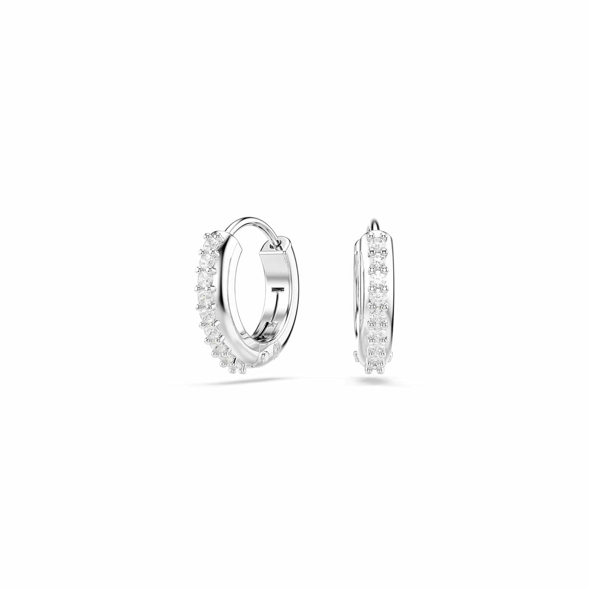 Swarovski Aretes de aro Matrix, Talla redonda, Blancos, Baño de rodio