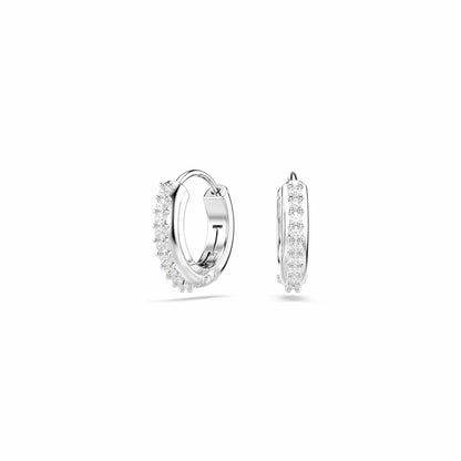 Swarovski Aretes de aro Matrix, Talla redonda, Blancos, Baño de rodio