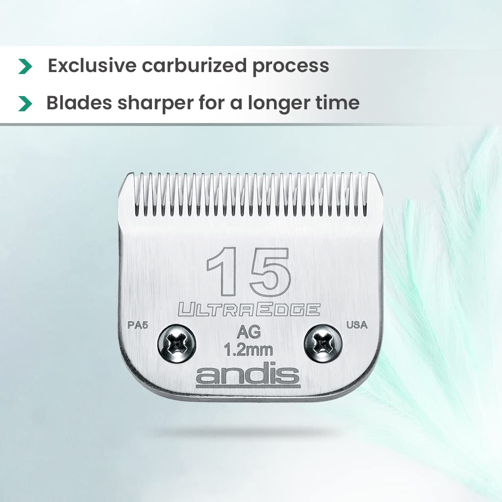 Andis Carbon-Infused Steel UltraEdge Dog Clipper Blade, Size-15, 3/64-Inch Cut Length (64072)