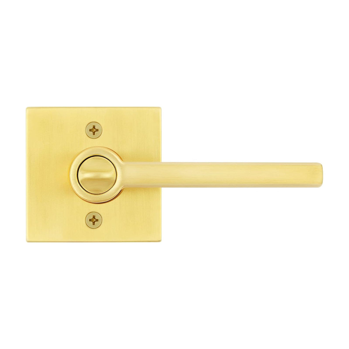 Kwikset Halifax - Manija de puerta de entrada con cerradura y llave, palanca reversible con llave segura, exterior, para entrada frontal y dormitorios, latón satinado, resistente a las púas Smartkey Rekey Security y Microban