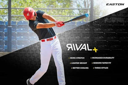 Easton Rival+ - Pantalón de béisbol 2021, Adulto, Color sólido, pantalón de béisbol con Ribetes