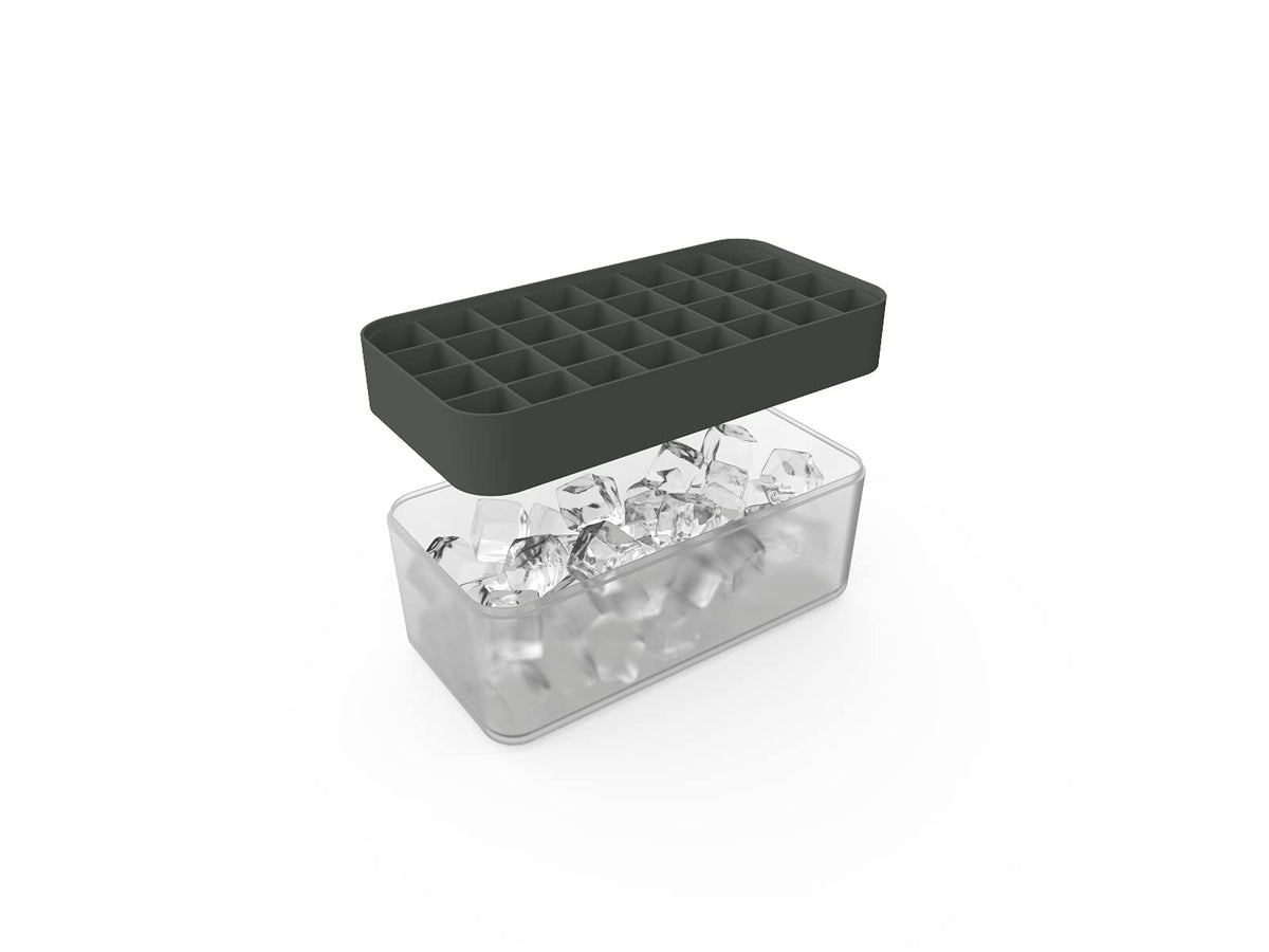 W&P - Bandeja de silicona para cubitos de hielo con tapa, capacidad para 96 cubos, diseño apilable que ahorra espacio, apto para lavaplatos, carbón vegetal