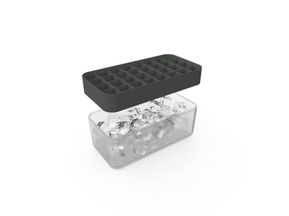 W&P - Bandeja de silicona para cubitos de hielo con tapa, capacidad para 96 cubos, diseño apilable que ahorra espacio, apto para lavaplatos, carbón vegetal