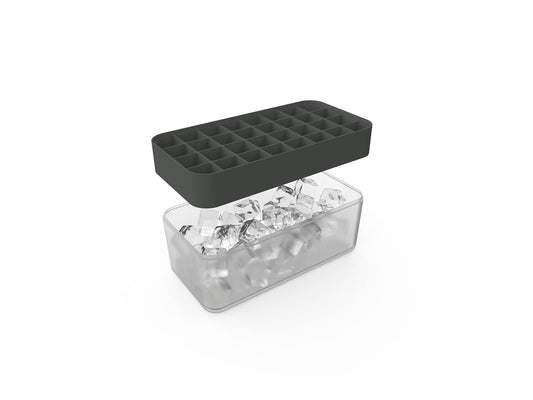 W&P - Bandeja de silicona para cubitos de hielo con tapa, capacidad para 96 cubos, diseño apilable que ahorra espacio, apto para lavaplatos, carbón vegetal