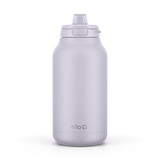 Ello Hydra - Jarra de acero inoxidable aislada al aspiradora de 64 onzas con bloqueo, tapa a prueba de fugas y popote de silicona suave, botella de agua reutilizable de metal, mantiene el frío todo el