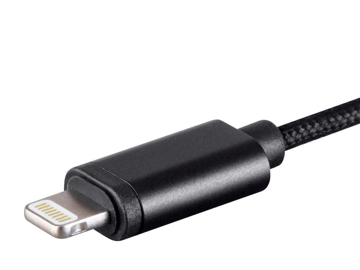 Monoprice Mono Mfi Certified Lightning to 3.5mm Audio Adapter - Black, Nylon Braided, Works with Any Apple Lightning Device
