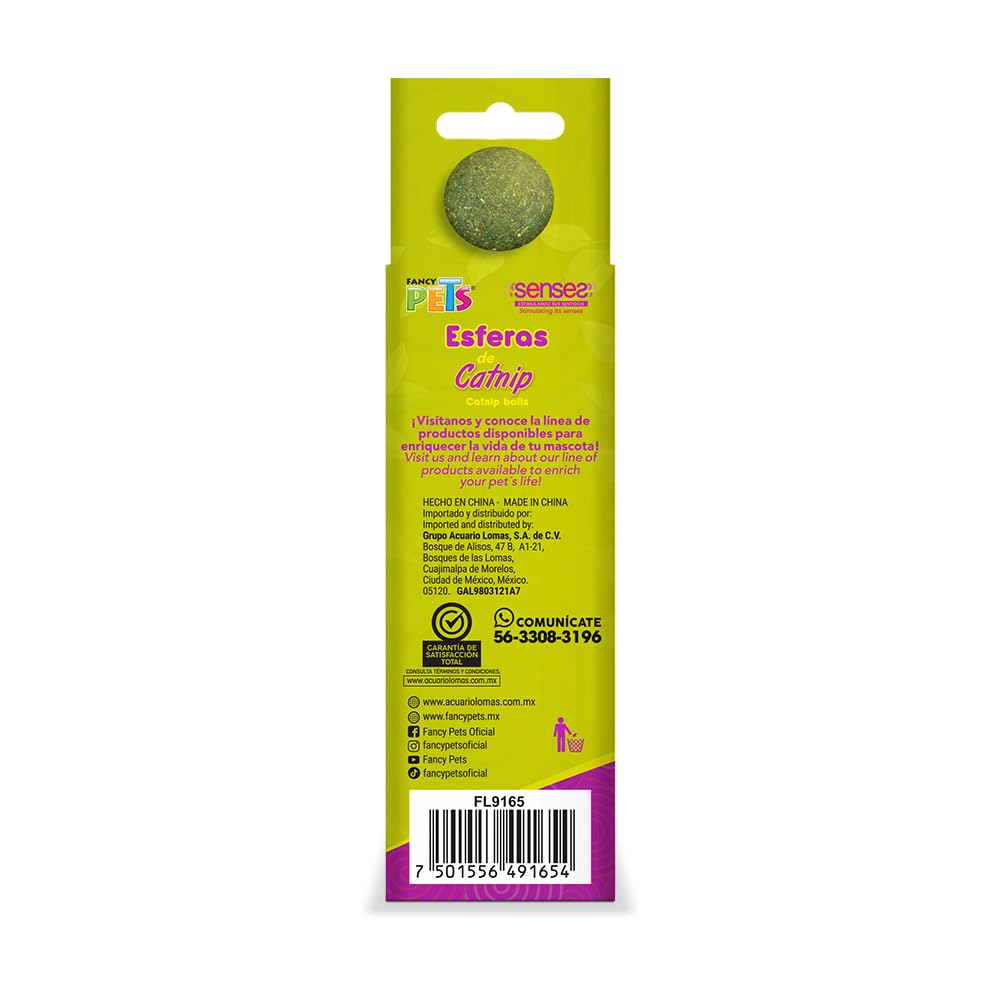 Fancy Pets Esferas de Catnip para Gato 3 Piezas de Catnip Natural para Juego Estimulación y Enriquecimiento Ambiental