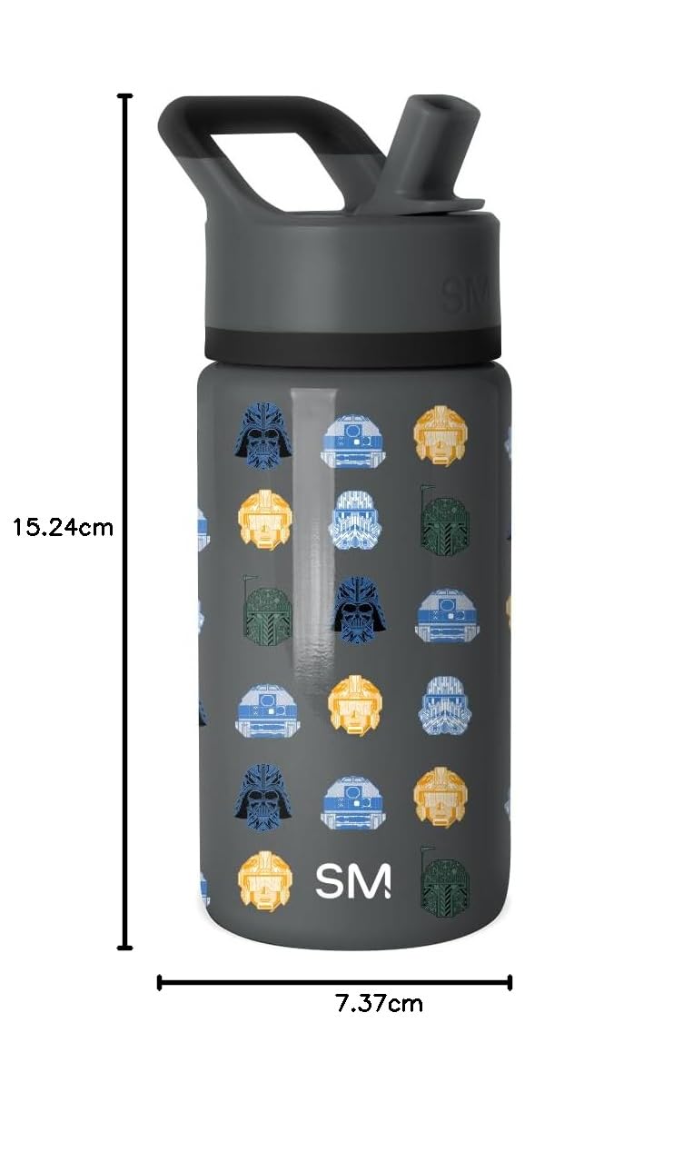 Simple Modern - Botella de agua Summit para niños con tapa de popote, vaso aislado de acero inoxidable de 14 onzas, para niños, escuela, cascos de Star Wars