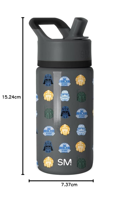Simple Modern - Botella de agua Summit para niños con tapa de popote, vaso aislado de acero inoxidable de 14 onzas, para niños, escuela, cascos de Star Wars
