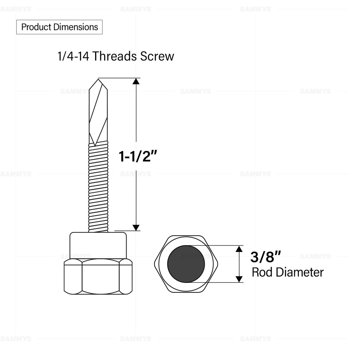 Everflow 8041957 – 25 3/20,3 cm Tornillo Vertical varilla roscada ancla de diseñado para estructura de acero, acero con electro-zinc, longitud de 1/4 – 14 x 1 – 1/5,1 cm – Tornillo (Pack de 25)